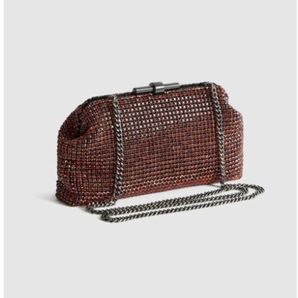 Reiss Adaline Crystal Embellished Clutch in Bronze Orange (NWT) - Picture 2 of 12